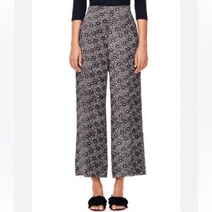 Rebecca Taylor Sweet Briar Print Black White Wide Leg High Waisted Pants Size 2